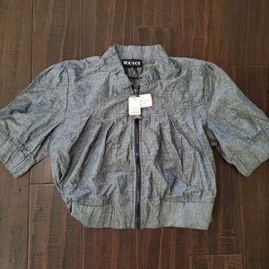 NWT Too Hot Zip Up Jean Top sz Medium